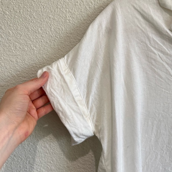 Madewell XS Linen-Blend Hayden Popover Top in White Coastal Boho Lagenlook Beach - Picture 4 of 10
